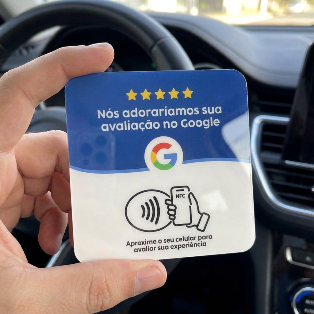 Plaquinha NFC de avaliação Google